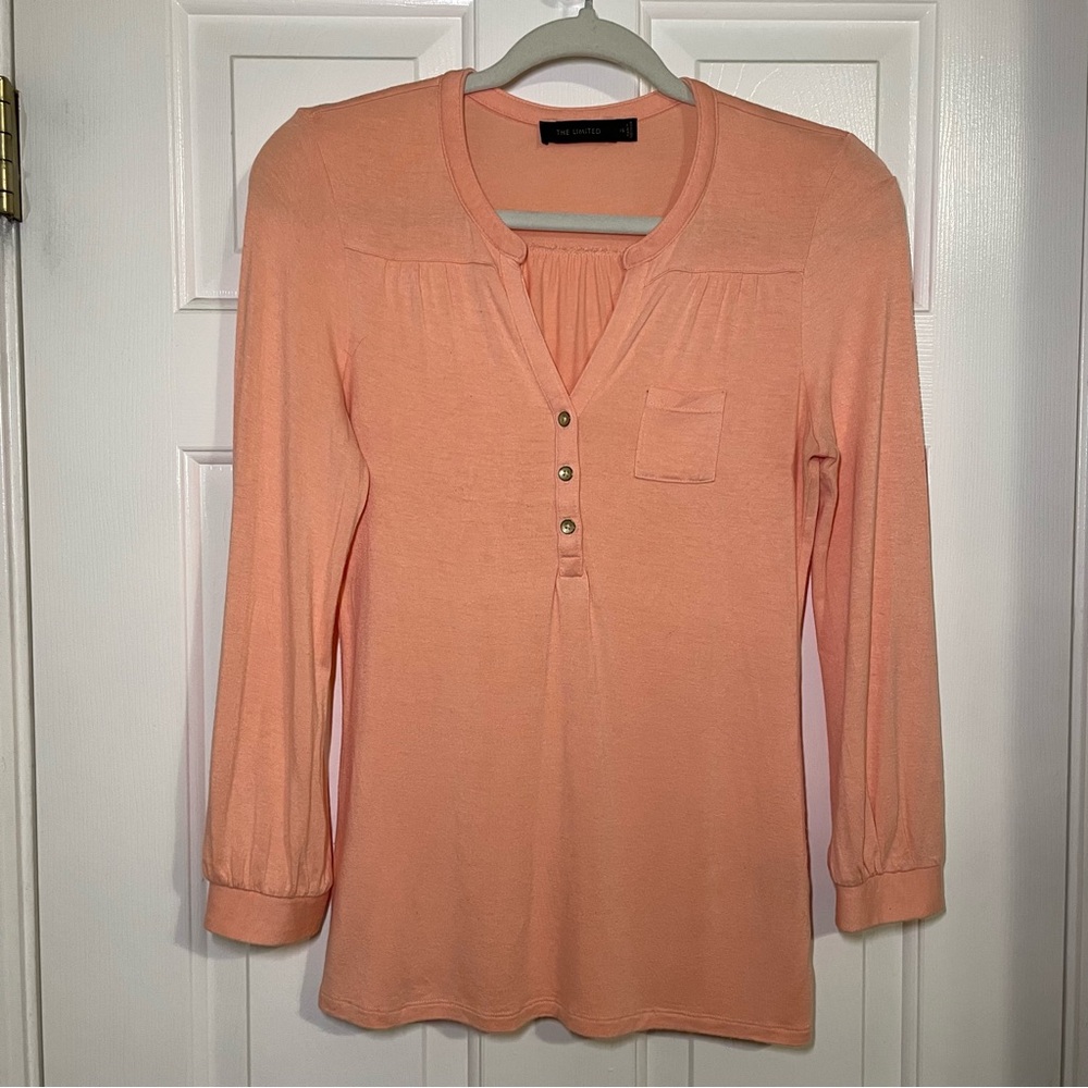 The Limited Peach 3/4 Sleeve Rayon Blouse